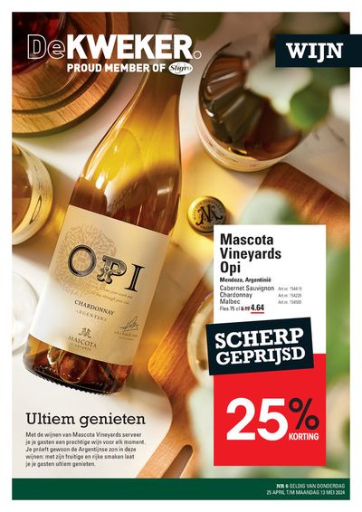Aanbiedingen van Restaurants in Zaanstad | Wijn bij De Kweker | 25-4-2024 - 13-5-2024