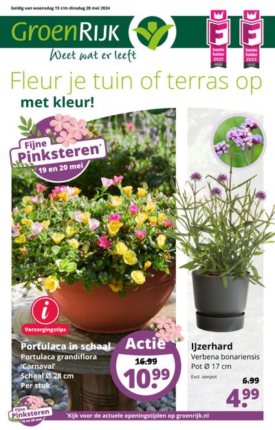 Aanbiedingen van Bouwmarkt & Tuin in Leidschendam | Fleur je tuin of terras op met kleur! bij GroenRijk | 15-5-2024 - 29-5-2024
