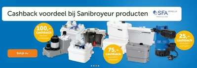 Aanbiedingen van Bouwmarkt & Tuin in Veendam | Cashback voordeel bij Sanibroyeur producten bij Warmteservice | 21-10-2024 - 4-11-2024