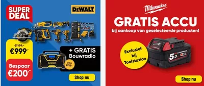 Aanbiedingen van Bouwmarkt & Tuin in Leiderdorp | Gratis Accu bij Toolstation | 21-10-2024 - 4-11-2024