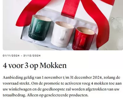 Aanbiedingen van Wonen & Meubels in Roermond | 4 voor 3 op Mokken bij Le Creuset | 4-11-2024 - 31-12-2024