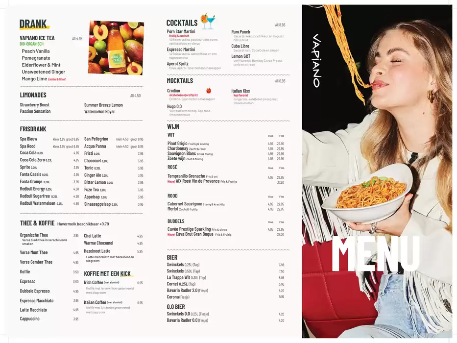 Catalogus van Vapiano in Amsterdam | Menu | 3-12-2024 - 31-12-2024