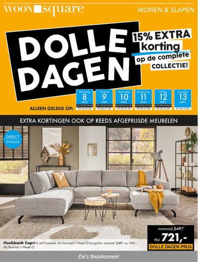Aanbiedingen van Wonen & Meubels in Bergen op Zoom | 15% EXTRA korting op de complete COLLECTIE! bij Woonsquare | 7-4-2024 - 21-4-2024
