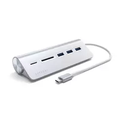 Aanbieding van Satechi USB-C Aluminum USB Hub & kaartlezer - zilver voor 2,18€ bij Amac