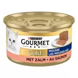 Aanbieding van Natvoer voor katten Gold fijne mousse 85 g Zalm voor 1,09€ bij Aveve