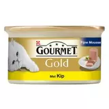 Aanbieding van Natvoer voor katten Gold fijne mousse 85 g Kip voor 1,09€ bij Aveve