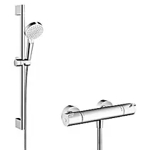 Aanbieding van Hansgrohe Crometta Doucheset Crometta Vario/Ecostat 1001 SL (Gatafstand: 62,5 cm, Chroom) voor 189€ bij Bauhaus