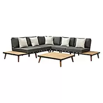 Aanbieding van Loungeset Noemi Corner Alu-Teak (4 -delig, Max. aantal personen: 5, Inclusief kussens) voor 1499€ bij Bauhaus