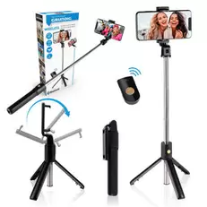 Aanbieding van Grundig Selfie Stick en Statief voor Smartphone - Bluetooth - met Afstandsbediening - 120° Draaibaar voor 17,99€ bij Blokker