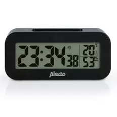 Aanbieding van Wekker met thermometer en hygrometer Alecto Zwart voor 17,99€ bij Blokker