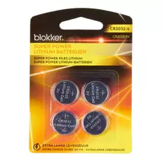 Aanbieding van Blokker Lithium Batterij - CR2032 - 4 stuks voor 2,49€ bij Blokker