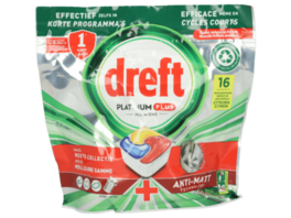 Aanbieding van Dreft platinum vaatwastabletten 16 stuks voor 4,39€ bij Wibra