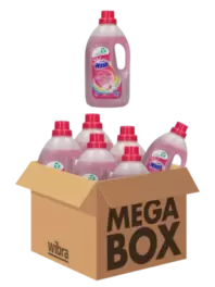 Aanbieding van Vloeibaar wasmiddel kleur megabox 6 flessen voor 14,99€ bij Wibra