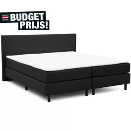 Aanbieding van Boxspring Luca in stof Hugo Black voor 699€ bij Budget Home Store