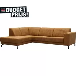 Aanbieding van Hoekbank Elia Cognac Hoek-zit-eiland + 2,5 zits voor 999€ bij Budget Home Store