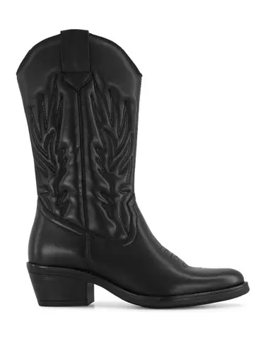 Aanbieding van Zwarte leren lange cowboy laars voor 64,99€ bij vanHaren