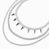 Aanbieding van Silver-tone Pearl Spike Chain Multi-Strand Necklace voor 8€ bij Claire's