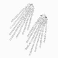 Aanbieding van Silver-tone Crystal 2.5" Diamond Shaped Fringe Drop Earrings voor 6€ bij Claire's