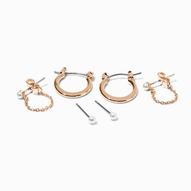 Aanbieding van Gold-tone & Pearl Earring Stackables Set - 3 Pack voor 4,99€ bij Claire's