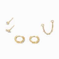 Aanbieding van C LUXE by Claire's 18k Yellow Gold Plated Iridescent Hoop Connector Chain Star Stud Earring Set - 5 Pack voor 14€ bij Claire's