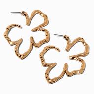 Aanbieding van Squiggle Flower Outline Gold-tone Hoop Earrings voor 6,49€ bij Claire's