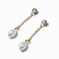 Aanbieding van Gold-tone Pearl & Cubic Zirconia 1.5" Liner Drop Earrings voor 4€ bij Claire's