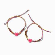 Aanbieding van Best Friends Rainbow Braided Heart Adjustable Bracelets - 2 Pack voor 4,99€ bij Claire's