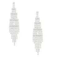 Aanbieding van Silver-tone Rhinestone 3" Skyscraper Drop Earrings voor 7€ bij Claire's