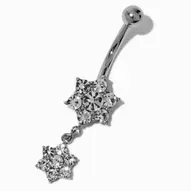 Aanbieding van Silver-tone Titanium Double Star 14G Belly Bar voor 9,99€ bij Claire's