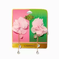 Aanbieding van Wicked™ Claire's Exclusive Pink Rosette 3" Drop Earrings voor 9,99€ bij Claire's