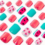 Aanbieding van Watermelon Square Press On Vegan Faux Nail Set - 24 Pack voor 6,49€ bij Claire's