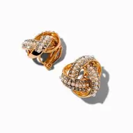 Aanbieding van Gold-tone Crystal & Pearl Knot Clip-On Stud Earrings voor 4,99€ bij Claire's