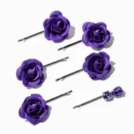 Aanbieding van Purple Satin Flower Hair Pins - 6 Pack voor 6,49€ bij Claire's