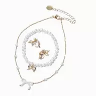 Aanbieding van Claire's Club Pearl & Bow Gold-tone Jewellery Set - 3 Pack voor 4,99€ bij Claire's