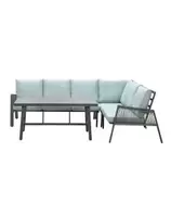 Aanbieding van Brendon lounge dining set 4-delig rechts - mint grijs voor 899€ bij Tuinmeubelland