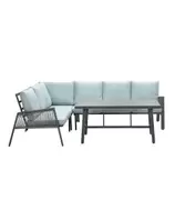 Aanbieding van Brendon lounge dining set 4-delig links - mint grijs voor 899€ bij Tuinmeubelland