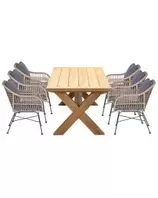 Aanbieding van Lucas tuinset 7-delig bruin - Eidar tuintafel 240x100 cm voor 1679€ bij Tuinmeubelland