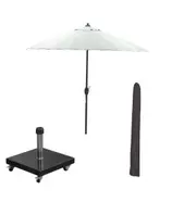 Aanbieding van Manilla stokparasol Ø250 cm - olijf incl 40 kg Eureka parasolvoet en parasolhoes voor 268€ bij Tuinmeubelland