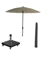 Aanbieding van Manilla stokparasol Ø250 cm - taupe incl 40 kg Eureka parasolvoet en parasolhoes voor 268€ bij Tuinmeubelland