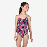 Aanbieding van Badpak voor meisjes 1100 Hiloe tropical party roze voor 3,99€ bij Decathlon