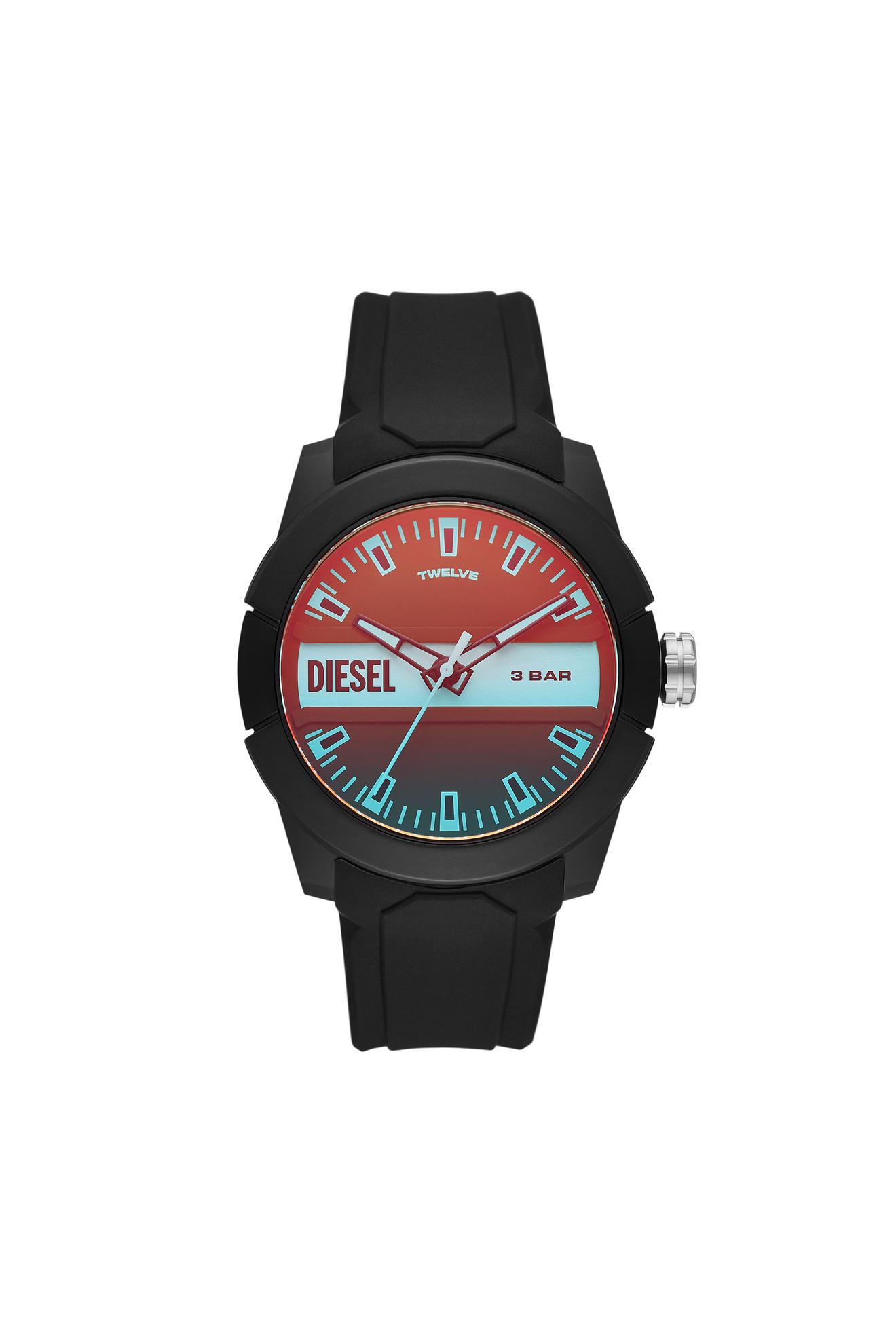 Aanbieding van Double up three-hand black silicone watch voor 69€ bij Diesel