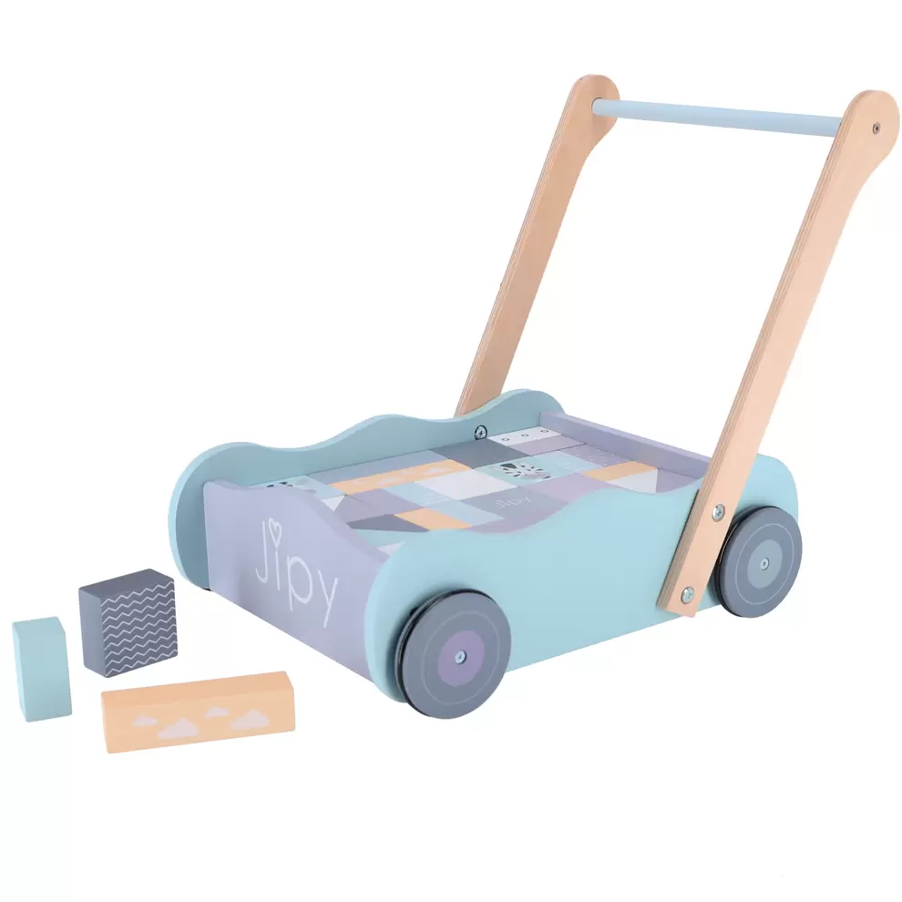 Aanbieding van Jipy Houten Blokkenkar Met Blokken Hout Uni voor 29,98€ bij Top1Toys