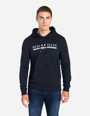 Aanbieding van Hoodie - Vooropdruk - donkerblauw voor 15,99€ bij Takko fashion