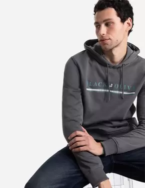 Aanbieding van Hoodie - Vooropdruk - donkergrijs voor 15,99€ bij Takko fashion