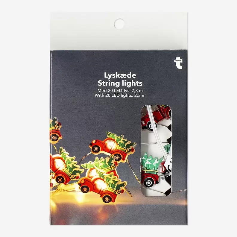 Aanbieding van Lampsnoer met Red Cars en Kerstdag Bomen - 228 cm voor 4€ bij Flying Tiger