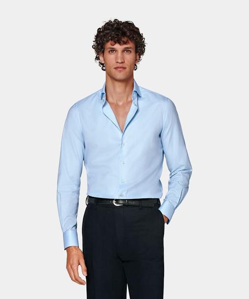Aanbieding van Light Blue Twill Extra Slim Fit Shirt voor 99€ bij Suitsupply