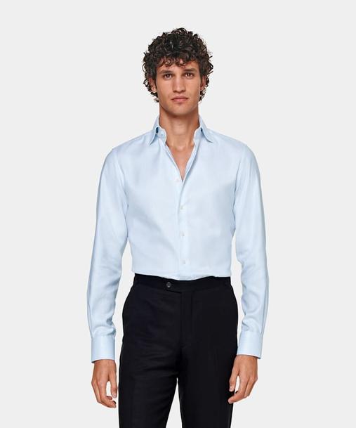 Aanbieding van Light Blue Striped Oxford Extra Slim Fit Shirt voor 79€ bij Suitsupply