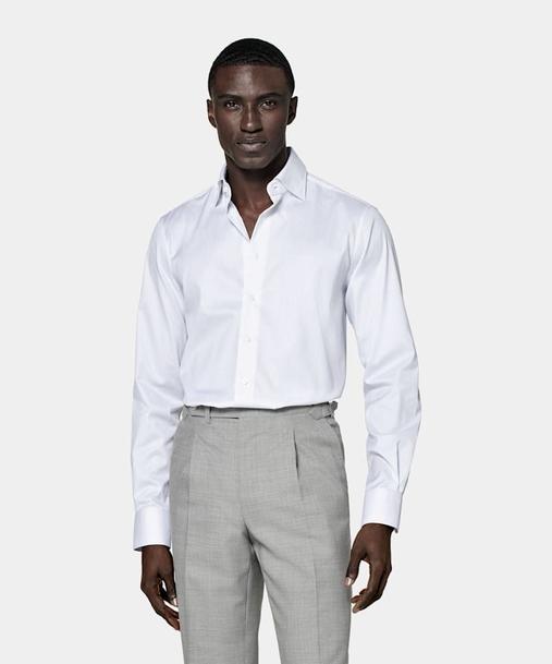 Aanbieding van White Striped Twill Slim Fit Shirt voor 99€ bij Suitsupply