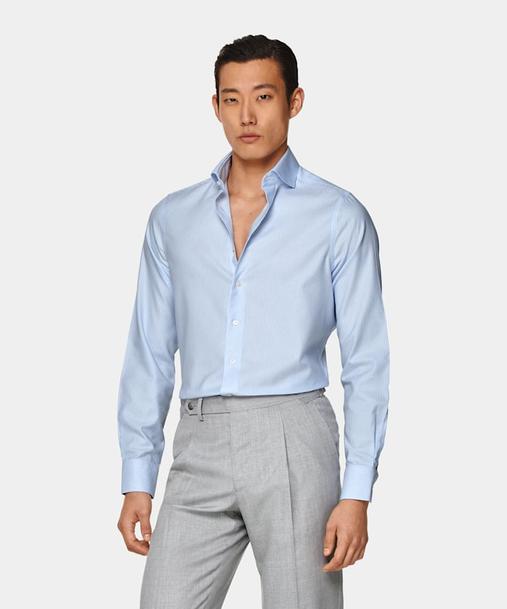 Aanbieding van Light Blue Striped Oxford Extra Slim Fit Shirt voor 99€ bij Suitsupply