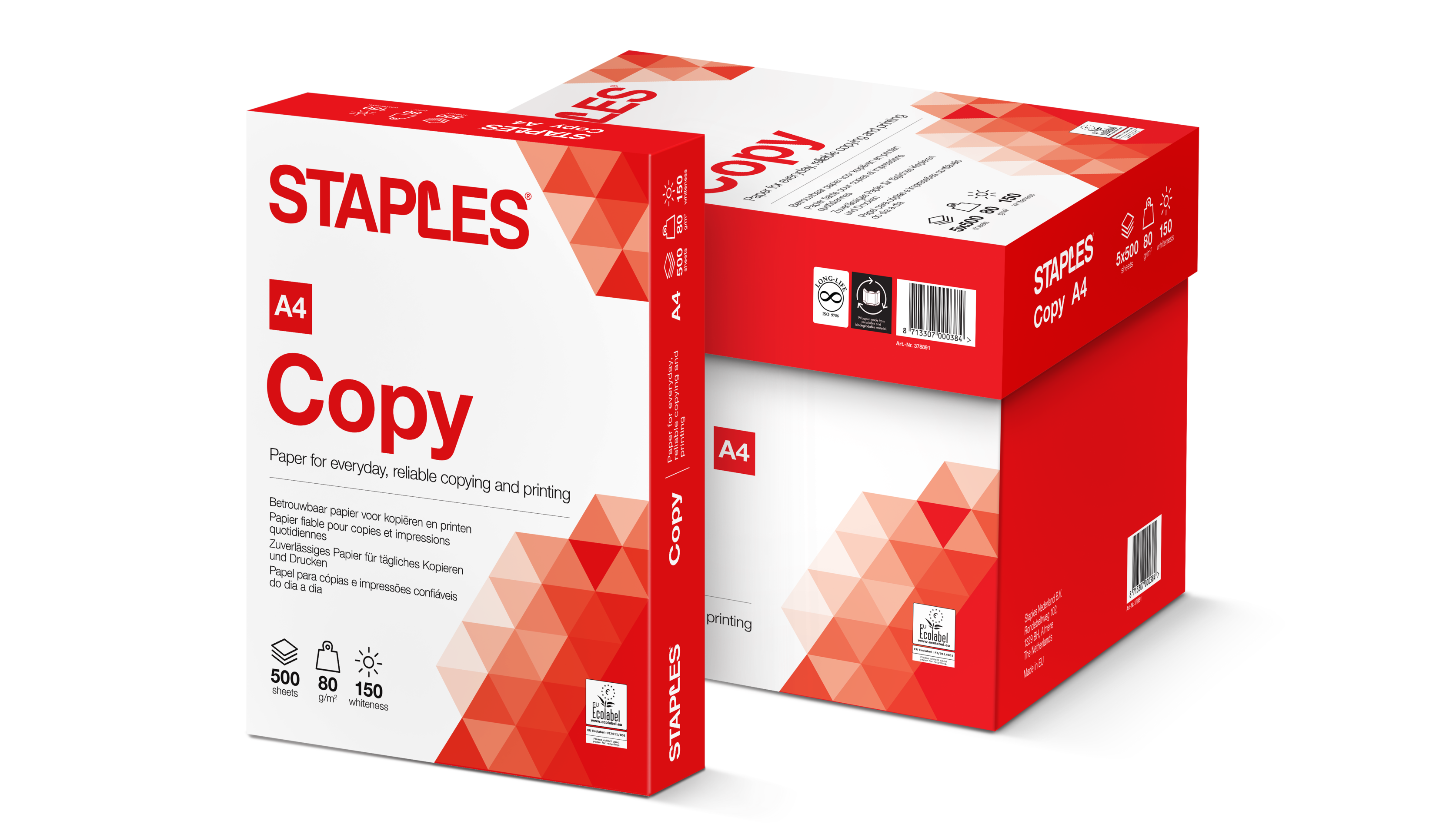 Aanbieding van Staples
						Copy Papier A4 80 g/m² Wit voor 89443,9€ bij Staples